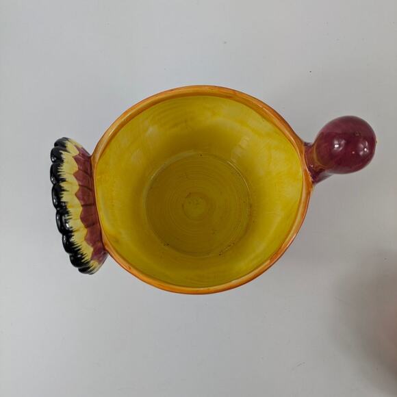 Lotus Ceramic Turkey Planter Vtg 98 Authentic Handcrafted Thanksgiving Pot Gift - Picture 5 of 10